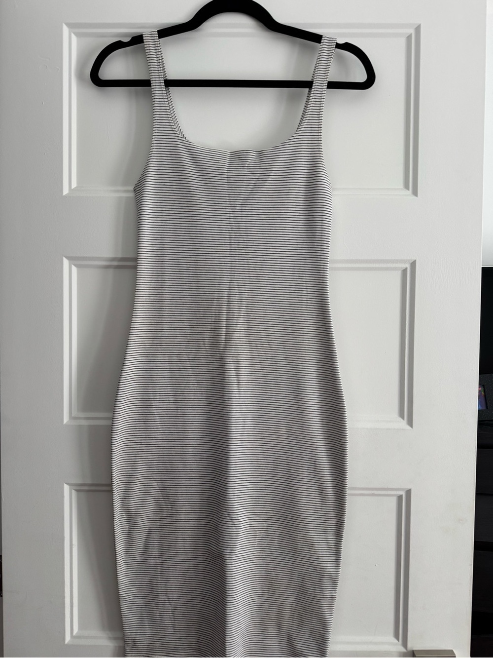 Zara Striped Tank Midi Dress in White and Gray